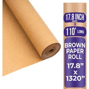 Brown Kraft Paper Roll | Bulletin Board Paper Roll | 17.8 Inch X 110 Ft / 1320 Inch | for Packing Paper, Construction Paper, Brown Wrapping Paper, Kids Art Paper, Craft Paper, Shipping Paper