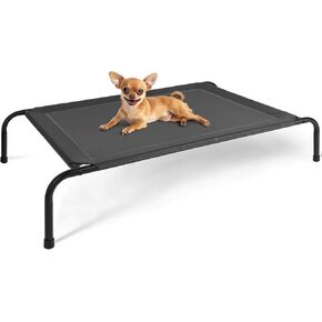 YSSOA Cooling Breathable Elevated Dog Bed, No-Slip Feet, Metal Frame, Indoor and Outdoor, Large Dogs, 60x37x9 Inch, Grey