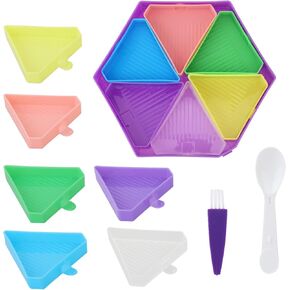 COMNICO Diamond Art Painting Trays Sorter, 9Pcs Diamond Art Painting Tools and Accessories Kits Divided Colorful Trays with Brush and Spoon Bead Sorting Trays Organizer for DIY Art Craft