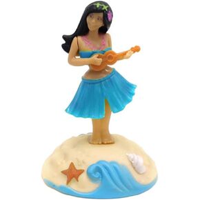 Blue Solar Shaking Head Ornaments Hula Girl - Solar Powered Dancing Figures Decoration - Solar Powered Car Dashboard Interior Decoration Desktop Ornaments Dancing Shaking Head Figure Car Interior