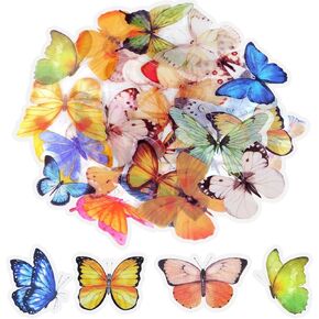 Butterfly Stickers Set 160 pcs - Scrapbook Stickers - Decorative Stickers - Transparent Butterflies Resin Stickers，for Scrapbook Supplies Art Craft Journal Planner Bottles Phone Cases Laptops Decors