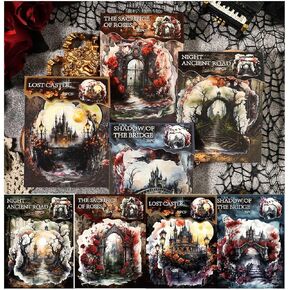 80 Pcs Mist Theme Gothic Scrapbook Stickers for Scrapbook Kit, Vintage PET Stickers for Junk Journal Supplies, Vinyl Stickers for Collage, Dark Academia Decor Room for Home Decorations