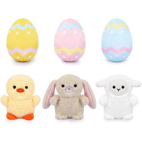 Easter Plush, 3pcs Easter Egg Plush with Bunny Plush Chicken Plush Sheep Plush, Soft Easter Stuffed Toy for Kids Boys and Girls, Easter Party Favors, Easter Hunt