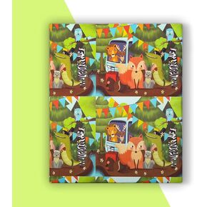 Safari Animal Wrapping Paper,Jungle Baby Shower Wrapping Paper For Baby Boys Girls,Colorful Tropical Woodland Gift Wrap Paper 4 PCS For Birthday Holiday Scrapbooking Craft DTY,20 x 28 Inch Per Sheet