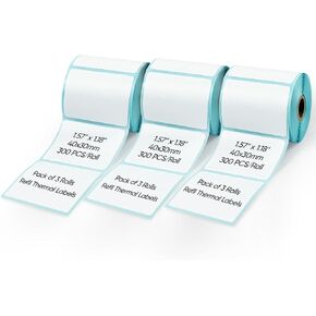 FYJ Thermal Printer Labels,1.57'' x 1.18'' (40x30mm) Thermal Sticker Label,Waterproof,Multi-Purpose Label Tape,3 Roll of 300 Self-Adhesive Thermal Paper