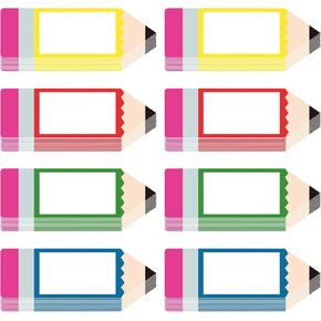 Whaline 40 Pack Magnetic Dry Erase Labels 4 Colors Pencil Shaped Writable Tag Magnets Name Tag Label Plate Reusable DIY Classroom Learning Tool for Whiteboards Locker Fridge School Office Home
