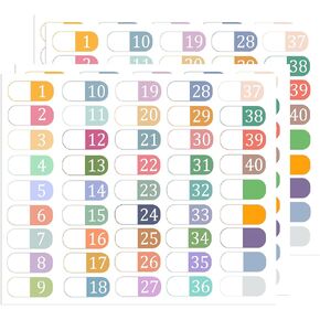 1 to 40 Number Index Labels Multicolor Index File Folder Labels for 3 Ring Binders Notebook Classify Files Contents Page Address Book Folder Teacher Book Organizing Stickers 270pcs