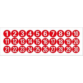 Circle Vinyl Number Stickers 1-30, 1 Inch Consecutive Number Labels Stickers Self-Adhesive Stickers Anti-Fading Waterproof Label Decals for Inventory, Storage, Home and Office Organizing(Red)