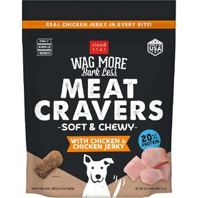 Cloud Star Wag More Bark Less Meat Cravers Soft Chews Dog Treats, Chicken 5 oz. Bag