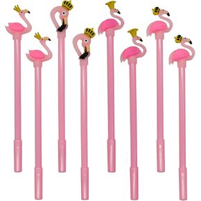 Maydahui 12 PCS Flamingo Gel Pen Cute Cartoon Animal Pens Pretty Crown Design Black Ink for Party Favors Office School Student Supplies