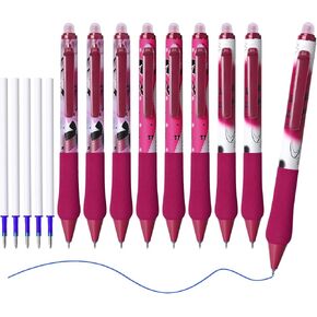 Temiary 14Pcs Retractable Erasable Gel Ink Pens, 9 Pens & 5 Refills, Make Mistakes Disappear, 0.5mm Fine Point Smooth Writing Erasable Pen, Easy to Erase for Student & Office Use. (Blue Ink