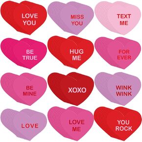 60 Pcs Valentine's Day Conversation Heart Cutout Heart Accent Cut Out Valentine's Day Bulletin Board Borders for Valentine's Day Party Classroom Decoration Craft Projects Supplies 2.99 Inch