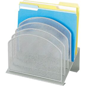 Safco Onyx Desk Organizer, 5 Tiered Vertical Compartments, Office and Classroom Mailbox , Paper and Mail Sorter, Steel Mesh, Black