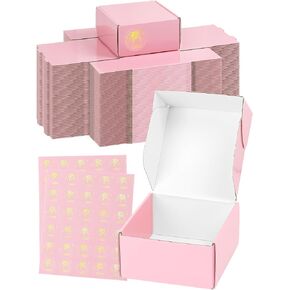 Small Shipping Boxes 6x4x2 Inch 50 Pack, Light Pink Mailer Packaging Boxes, Corrugated Cardboard Boxes for Small Business Gift Literature Shipping