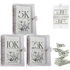 12-Month Envelopes Money Saving Challenge Binder,Money Savings Challenges Book with Envelopes,Money Saving Binder,Savings Books,Easy and Fun Way to Save 2.5K/5K/10K Dollars(10K, Normal)