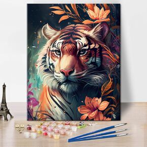 TUMOVO Flowers Paint by Numbers White Peonies and Night Forest Paint by Number Kits Canvas DIY Oil Painting for Adults Beginners, Paint by Number Adult Paint by Number Kits Home Decor, 16 x20 Inch