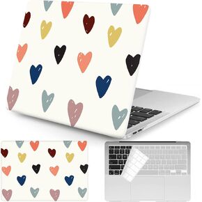 Seorsok Compatible with Old Version MacBook Air 13.3 inch Case Models A1369 & A1466(2010-2015 2017 Release) Protective Plastic Hard Shell Case & Keyboard Cover,Colourful Heart