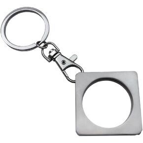 AA Medallion and Coin Holder Metal Keychain, Square (Brushed)
