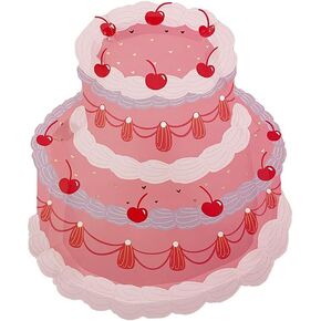 Jollity & Co You're The Cherry On Top Cake Shaped Dinner Plates - Dinner Plates - Pack of 8 Plates Disposable- Paper Plates for Valentine's Day, Birthday, or any other celebration