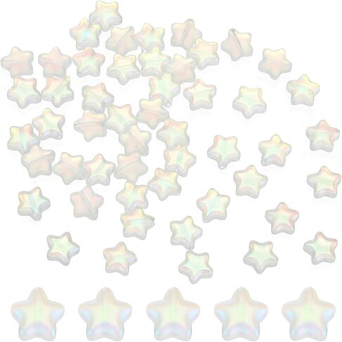 PATIKIL 8mm Crystal Star Beads, 100 Pcs Glass Spacers Bead Star Shaped Charm Pendants for Jewelry Making Bracelet Necklace DIY Crafts, Frosted AB Color in Saudi Arabia