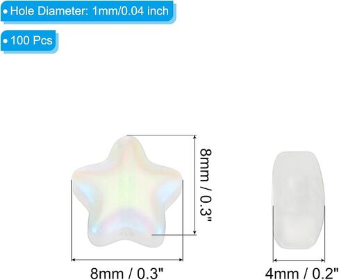 PATIKIL 8mm Crystal Star Beads, 100 Pcs Glass Spacers Bead Star Shaped Charm Pendants for Jewelry Making Bracelet Necklace DIY Crafts, Frosted AB Color in Saudi Arabia