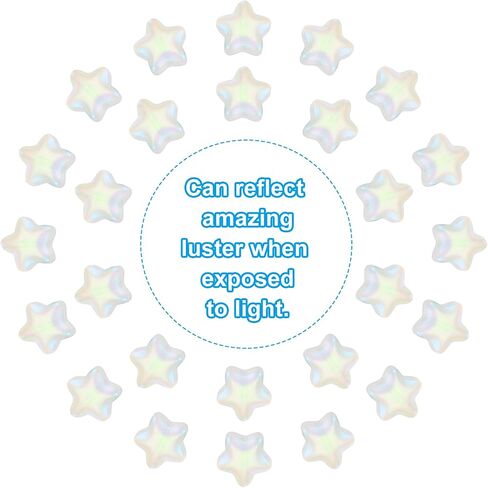 PATIKIL 8mm Crystal Star Beads, 100 Pcs Glass Spacers Bead Star Shaped Charm Pendants for Jewelry Making Bracelet Necklace DIY Crafts, Frosted AB Color in Saudi Arabia