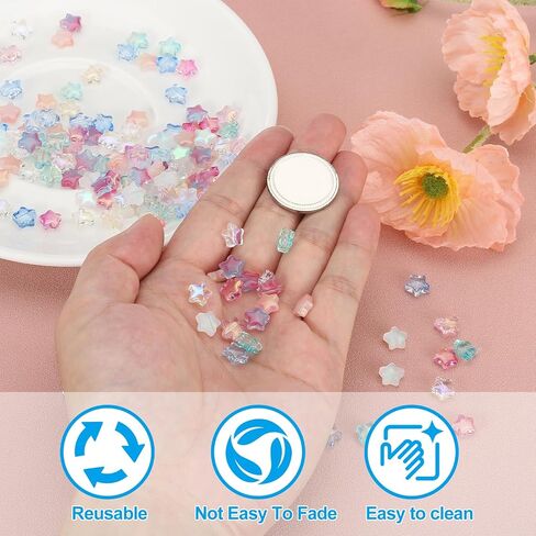 PATIKIL 8mm Crystal Star Beads, 100 Pcs Glass Spacers Bead Star Shaped Charm Pendants for Jewelry Making Bracelet Necklace DIY Crafts, Frosted AB Color in Saudi Arabia