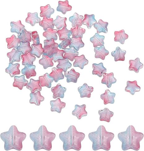 PATIKIL 8mm Crystal Star Beads, 100 Pcs Glass Spacers Bead Star Shaped Charm Pendants for Jewelry Making Bracelet Necklace DIY Crafts, Frosted AB Color in Saudi Arabia