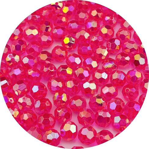 300pcs 8 ملم الوجه من الوجهات الجولة جولة ab colors حبات الاكريليك اللامعة جولة الفواصل مع ثقب لسباق DIY المجوهرات صنع الإمداد in Kuwait