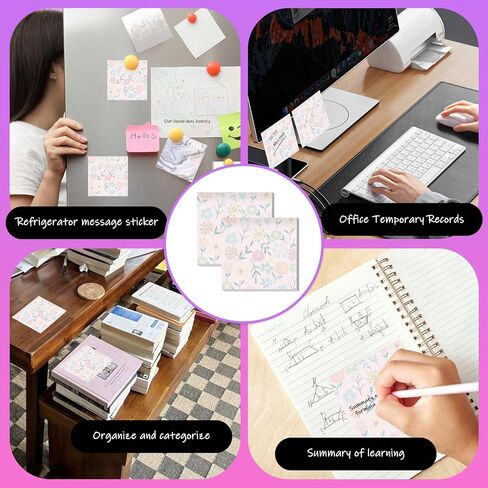 Sticky Notes 3x3 Inches, 2 Pads Cute Colorful Self-Stick Note Pads, Easy to Post for Home, Office and Daily Life Organization Cute Bat in Kuwait