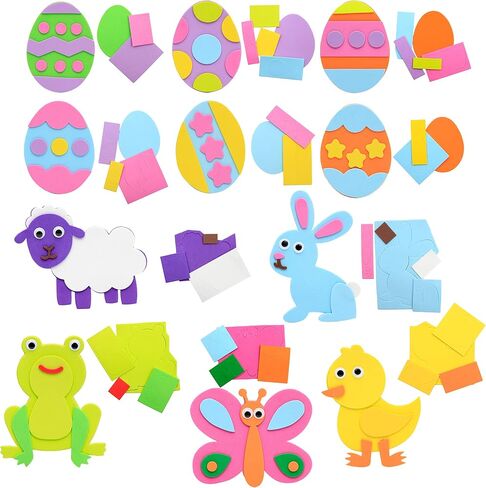 JOYIN 24 Pcs Foam Easter Egg Magnet Craft Kit, Easter Craft Kits DIY Animal and Egg Magnet Set for Kids Favor Classroom Homeschool Art Decor, Art and Craft Supplies Party Favors in Saudi Arabia