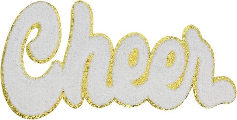 9.64 inches Cheer Chenille Letter Patch, Iron on Letters for Clothing, Iron on Patches for Hats, Stick on Letters for Bags，Patches for Backpacks, Patches for Jeans. (White) in Saudi Arabia