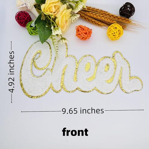 9.64 inches Cheer Chenille Letter Patch, Iron on Letters for Clothing, Iron on Patches for Hats, Stick on Letters for Bags，Patches for Backpacks, Patches for Jeans. (White) in Saudi Arabia