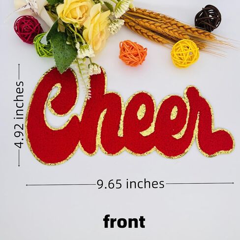 9.64 inches Cheer Chenille Letter Patch, Iron on Letters for Clothing, Iron on Patches for Hats, Stick on Letters for Bags，Patches for Backpacks, Patches for Jeans. (White) in Saudi Arabia