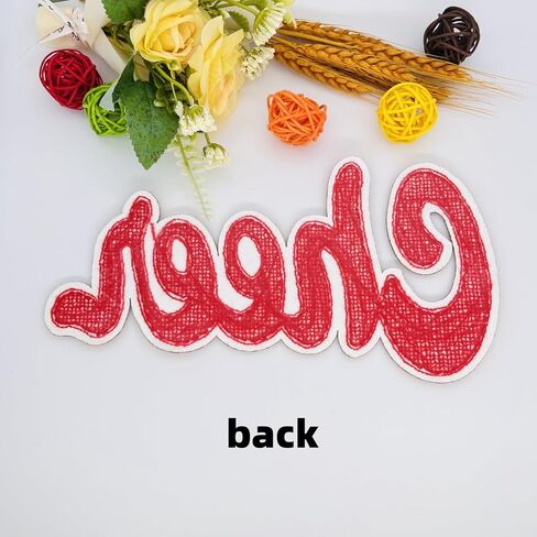 9.64 inches Cheer Chenille Letter Patch, Iron on Letters for Clothing, Iron on Patches for Hats, Stick on Letters for Bags，Patches for Backpacks, Patches for Jeans. (White) in Saudi Arabia
