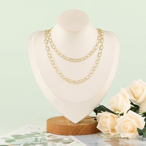 KYUNHOO Gold Plated Stainless Steel Chains Bulk Embossed Circle Chain Link Oval Cable Chain Roll Gold Jewelry Making Chain with Jump Rings and Lobster Clasps for Crafting in Kuwait