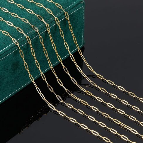 UMAOKANG 16.4 Feet 18K Gold Plated Chains Bulk Stainless Steel Oval Chain for Jewelry Making with Lobster Clasps Jump Rings in Kuwait