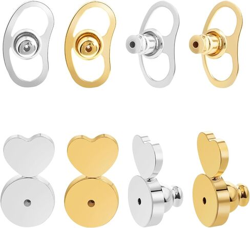 Earring Backs, HDGDT Earring Backs for Droopy Ears, Double Ear Heart Shape Earring Backs Replacements for Studs, 8pcs Tight Earring Lifter Backers for Heavy Earrings (Mixed Color) in Saudi Arabia