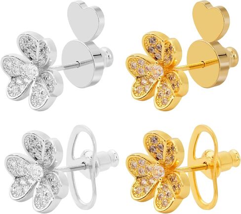 Earring Backs, HDGDT Earring Backs for Droopy Ears, Double Ear Heart Shape Earring Backs Replacements for Studs, 8pcs Tight Earring Lifter Backers for Heavy Earrings (Mixed Color) in Saudi Arabia