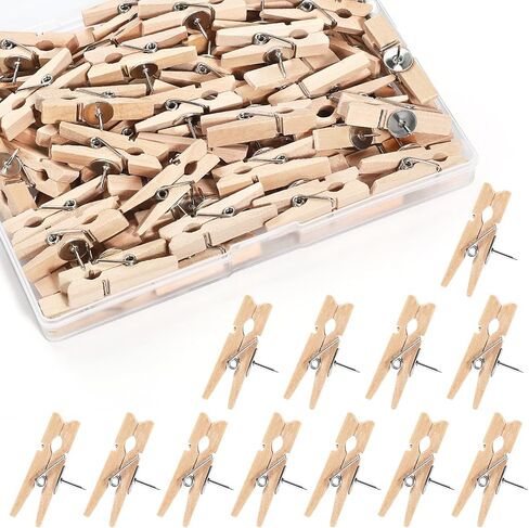 Push Pins with 12 Colors Wooden Clips 36Pcs Decorative Pushpins Wooden Thumbtacks Durable Tacks for Bulletin Board Cork Board Cubicle Wall for Artwork Note Photo in Classroom Offices Home in Saudi Arabia