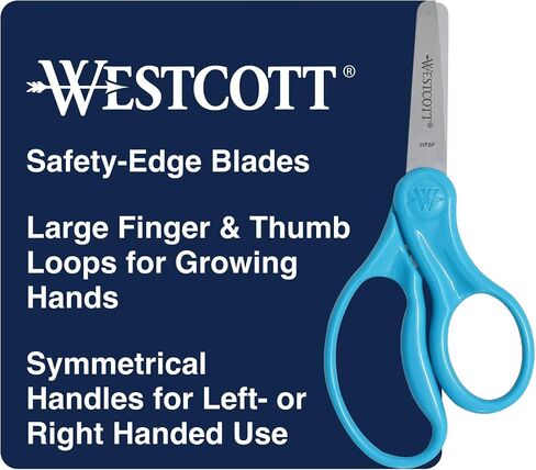 Westcott 15968 Right-Handed Scissors, Kids' Scissors, Ages 4-8, 5-Inch Blunt Tip, Blue in Saudi Arabia