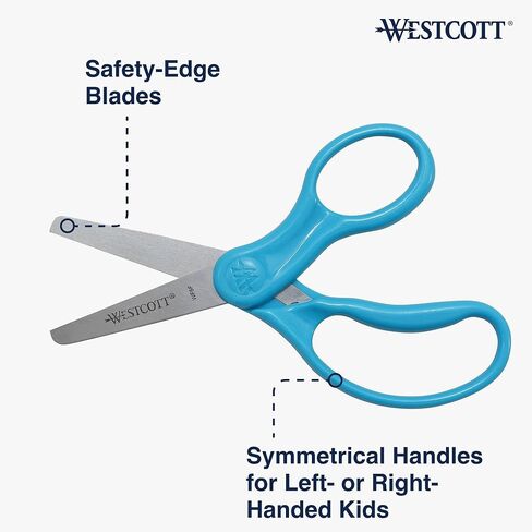 Westcott 15968 Right-Handed Scissors, Kids' Scissors, Ages 4-8, 5-Inch Blunt Tip, Blue in Saudi Arabia