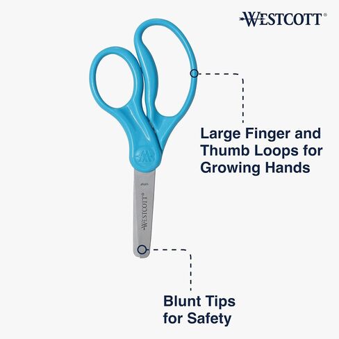 Westcott 15968 Right-Handed Scissors, Kids' Scissors, Ages 4-8, 5-Inch Blunt Tip, Blue in Saudi Arabia