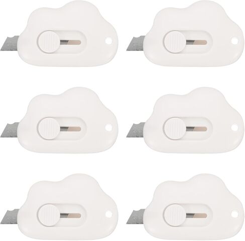 PATIKIL Box Cutters, 6 Pcs Retractable Letter Opener Cloud Shaped Small Package Opener Envelope Slitter for DIY Envelope Mail Opening Paper Cutting, White (2.4x1.5Inch) in Saudi Arabia