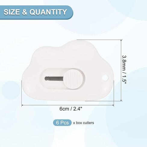 PATIKIL Box Cutters, 6 Pcs Retractable Letter Opener Cloud Shaped Small Package Opener Envelope Slitter for DIY Envelope Mail Opening Paper Cutting, White (2.4x1.5Inch) in Saudi Arabia