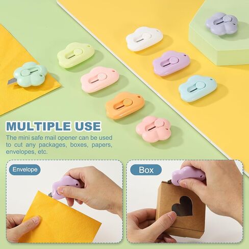PATIKIL Box Cutters, 6 Pcs Retractable Letter Opener Cloud Shaped Small Package Opener Envelope Slitter for DIY Envelope Mail Opening Paper Cutting, White (2.4x1.5Inch) in Saudi Arabia