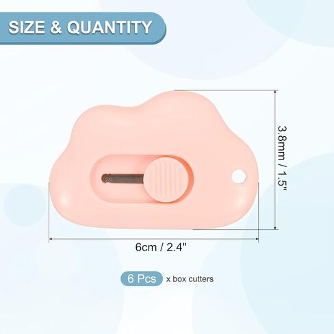 PATIKIL Box Cutters, 6 Pcs Retractable Letter Opener Cloud Shaped Small Package Opener Envelope Slitter for DIY Envelope Mail Opening Paper Cutting, White (2.4x1.5Inch) in Kuwait
