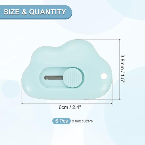 PATIKIL Box Cutters, 6 Pcs Retractable Letter Opener Cloud Shaped Small Package Opener Envelope Slitter for DIY Envelope Mail Opening Paper Cutting, White (2.4x1.5Inch) in Saudi Arabia