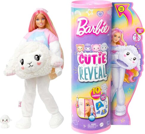 Barbie Cutie تكشف دمية مع أزياء Pink Hair & Teddy Bear ، وتشمل 10 Suprates الملحقات والحيوانات الأليفة (قد تختلف الأنماط) in Saudi Arabia