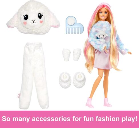 Barbie Cutie تكشف دمية مع أزياء Pink Hair & Teddy Bear ، وتشمل 10 Suprates الملحقات والحيوانات الأليفة (قد تختلف الأنماط) in Saudi Arabia